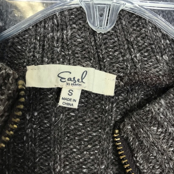 easel Jackets & Coats New Easel Zip Front Sweater Vest Faux Mohair